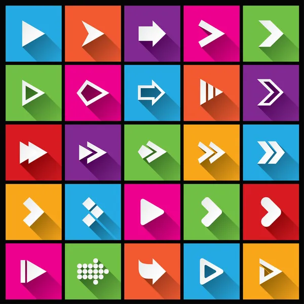 Conjunto de ícone de sinal de seta. Botões de forma quadrada simples — Fotografia de Stock