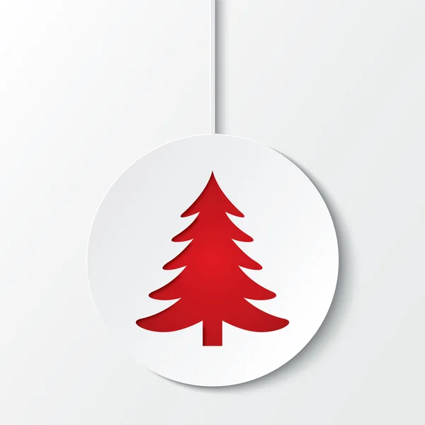 Bola de Natal com árvore de Natal. Corte o papel . — Fotografia de Stock