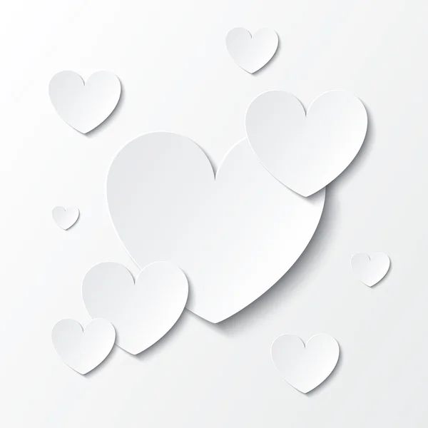 Paper hearts Valentines day card on white. — Stock Photo, Image