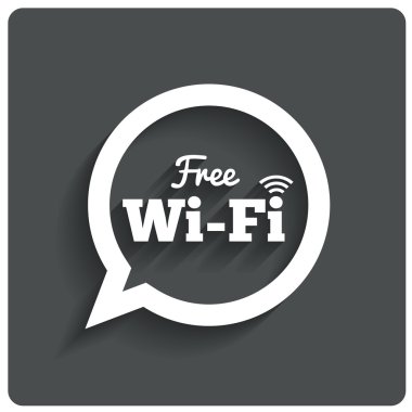 Ücretsiz wi-fi simgesi. WiFi konuşma balonu. Kablosuz zone