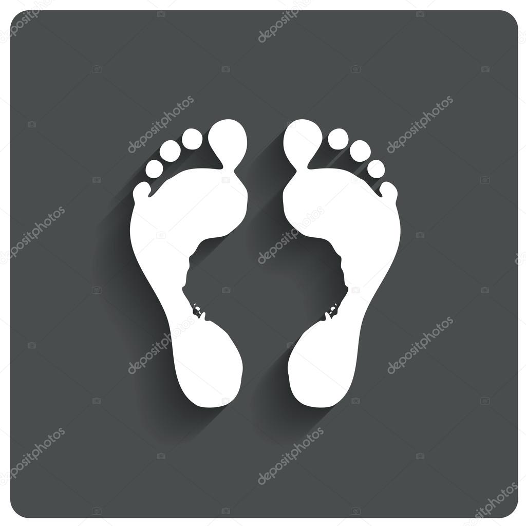 Foot prints label. Human footprint icon. Barefoot.