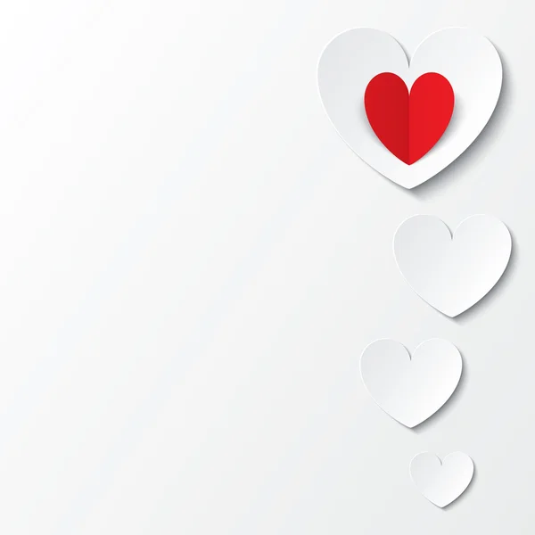 White paper hearts Valentines day card on white — Stock Photo, Image