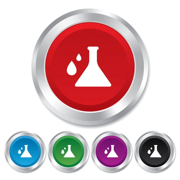 Chemistry sign icon. Bulb symbol with drops. — Stock Vector