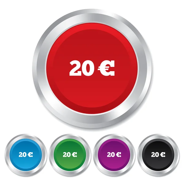 20 Euro sign icon. EUR currency symbol. — Stock Vector