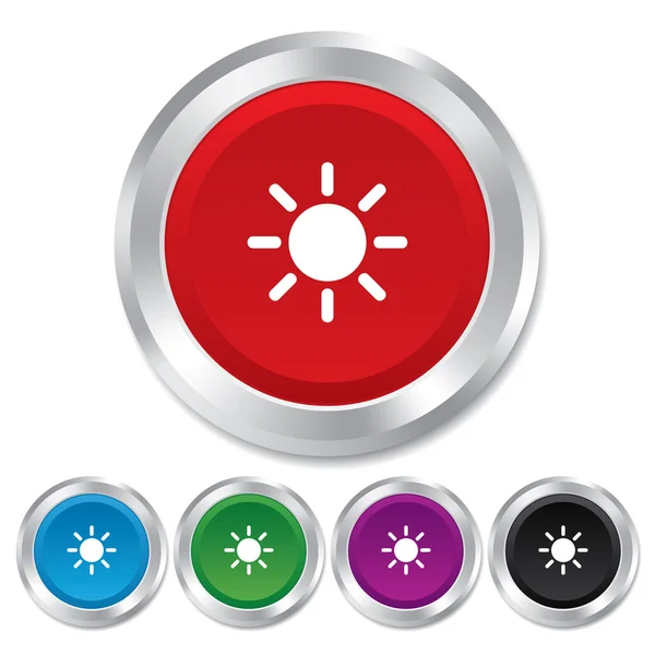 太陽記号アイコン。サンルームのシンボルです。熱ボタン. — ストックベクタ