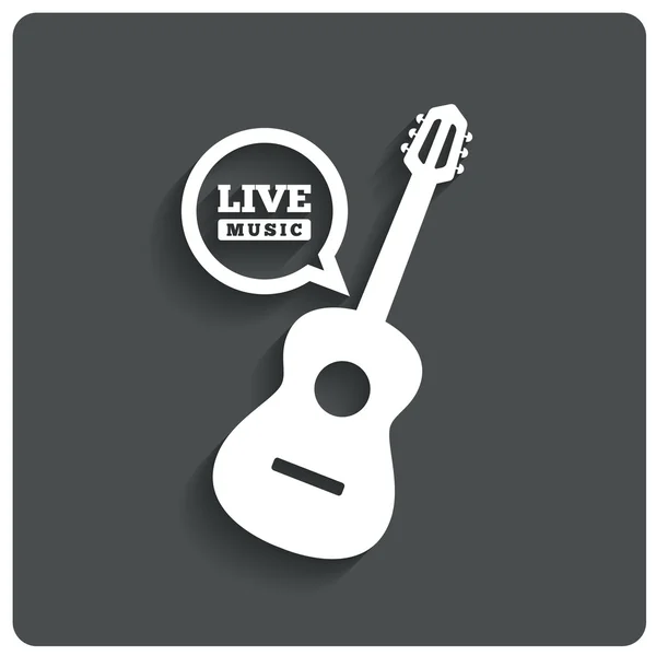 Acoustic guitar icon. Live music symbol. Flat icon — Stock Vector