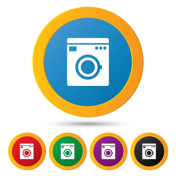 Washing machine icons. Wash machine symbol. — Stock Vector
