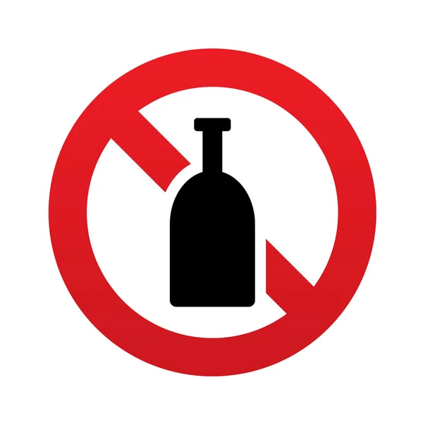 Geen alcohol teken pictogram. drankje symbool. fles. — Stockvector