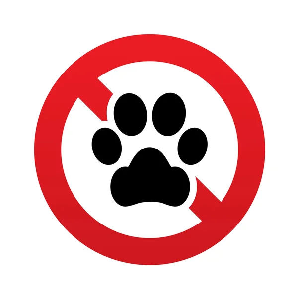 No Dog paw icon. Pets symbol. Prohibition sign. — Stock Vector