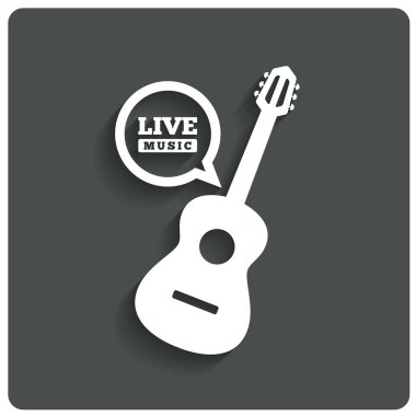 akustik gitar simgesi. canlı müzik sembolü. düz simgesi