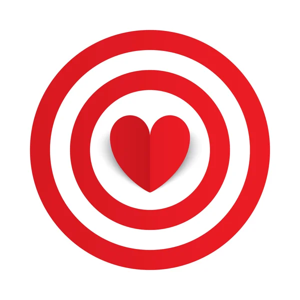 Red paper heart in the center of darts target aim — Stock Photo, Image