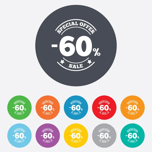 60 por ciento icono signo de descuento. Símbolo venta . — Vector de stock