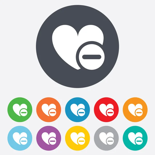 Heart sign icon. Remove lover symbol. — Stock Vector