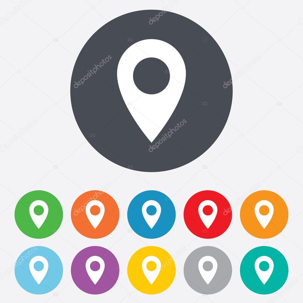 Map pointer icon. GPS location symbol.