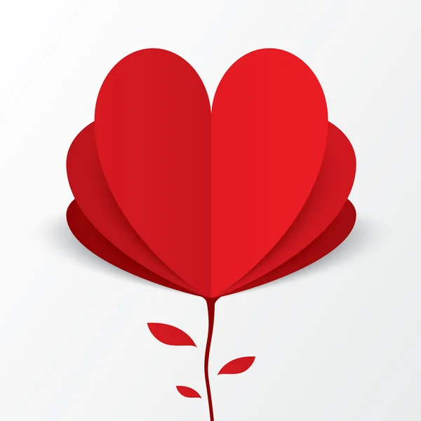 Papier hart Valentijnsdag kaart. bloem concept. — Stockvector