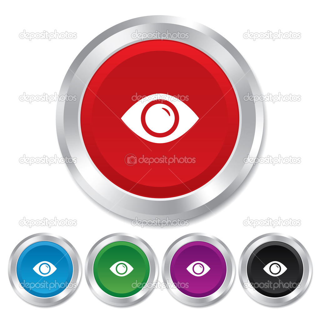 Eye sign icon. Publish content button.