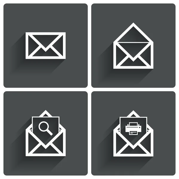 Mailsymbole. Mail-Suchsymbol. Druck. Buchstaben. — Stockfoto