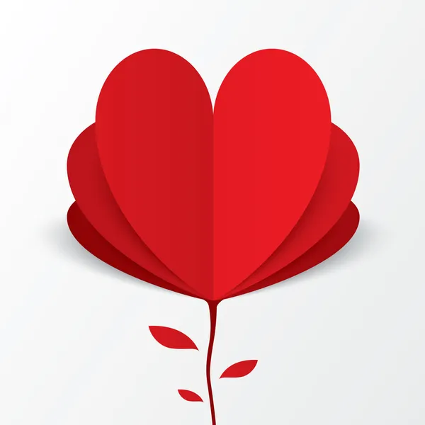 Paper heart Valentines day card. Flower concept. — Stock Photo, Image