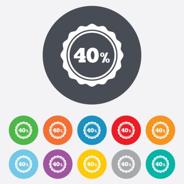 yüzde 40 indirim işareti simgesi. satış sembol.