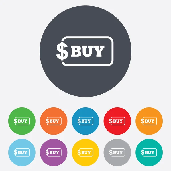 Compra el icono del signo. Botón de compra online dólar . — Vector de stock