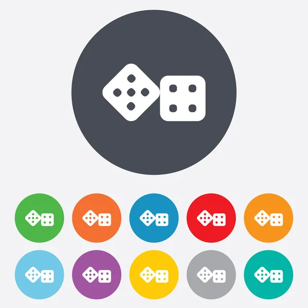 Dobbelstenen ondertekenen pictogram. Casino spel symbool. — Stockvector