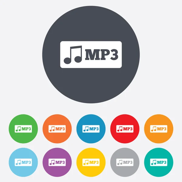 Mp3 icono de signo de formato de música. Símbolo musical . — Vector de stock