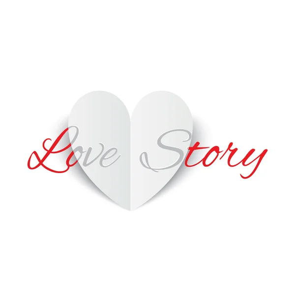 Love Story Papier Herzzeichen. Valentin-Tageskarte. — Stockvektor