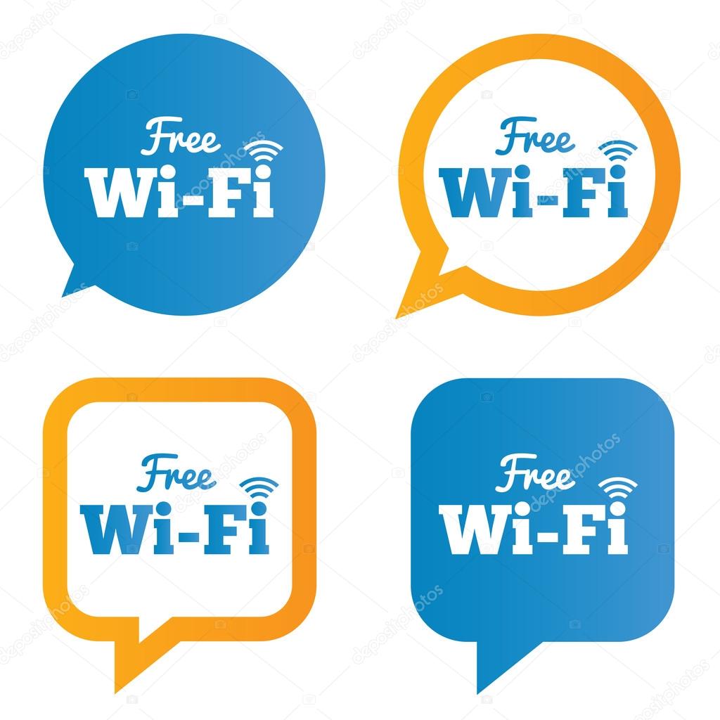 Wifi speech bubbles. Free wifi symbols. Wireless.