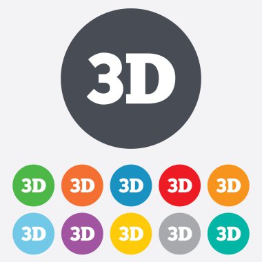 3D işareti simgesi. 3D yeni teknoloji sembolü.