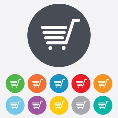 alışveriş sepeti işareti simgesi. Online satın alma düğmesi.