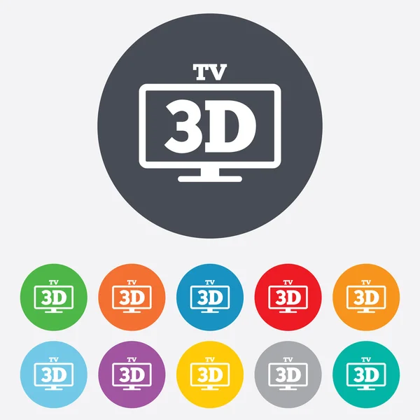 3D tv znak ikona. telewizor 3D symbol. — Zdjęcie stockowe