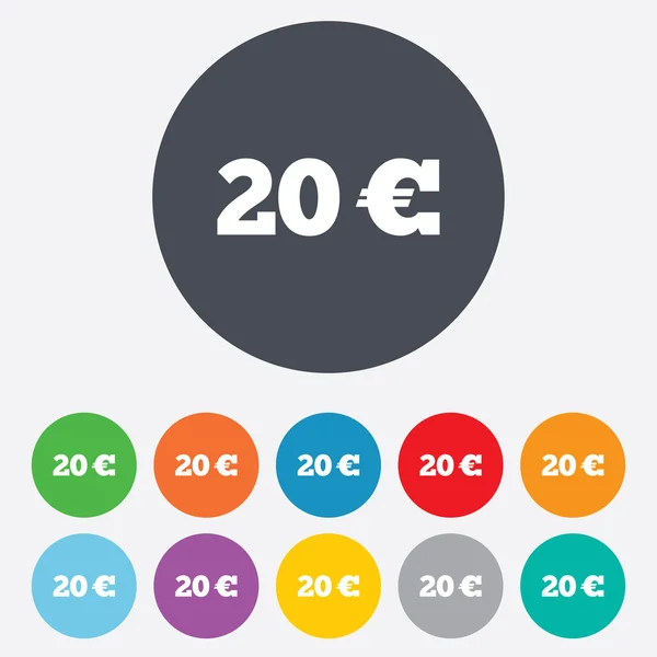 Ikona podepsat 20 euro. symbol měny EUR. — ストック写真