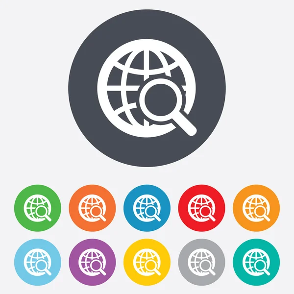 Icona del segno di ricerca globale. Mondo globo simbolo . — Foto Stock