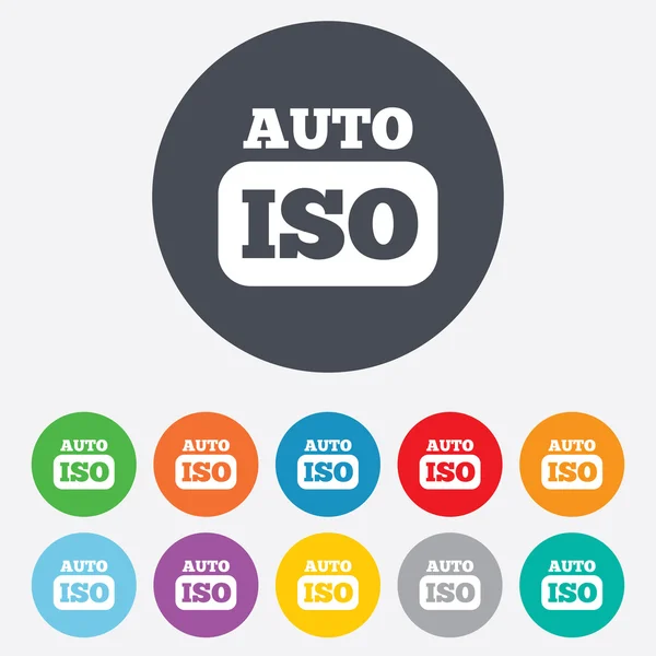 Icono de signo de cámara de fotos ISO Auto. Símbolo de configuración — Foto de Stock