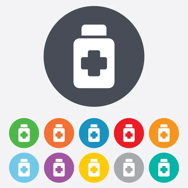 Droger logga ikonen. Pack med piller symbol. — Stockfoto