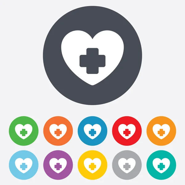 Medical heart sign icon. Cross symbol. — Stock Photo, Image