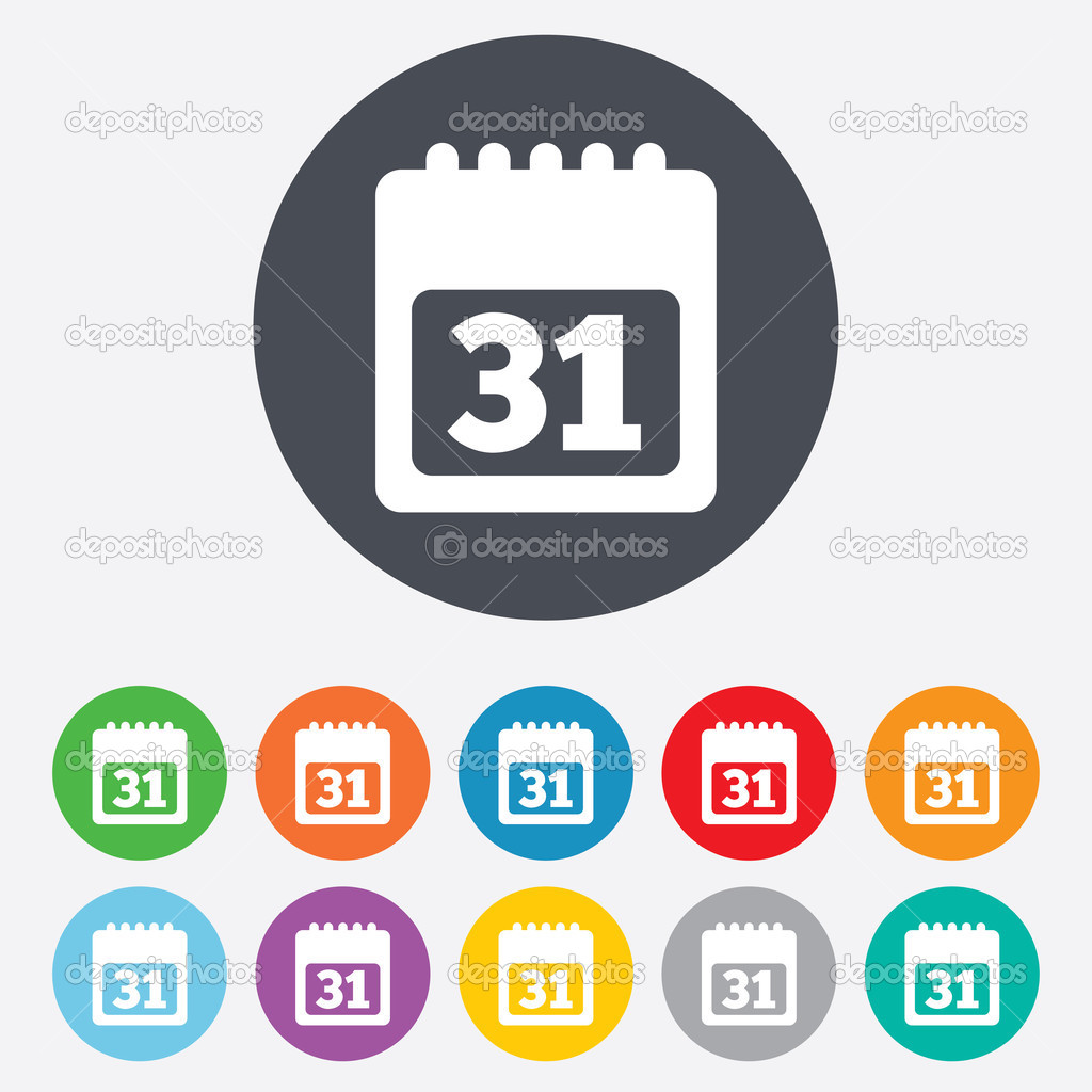 Calendar sign icon. 31 day month symbol.