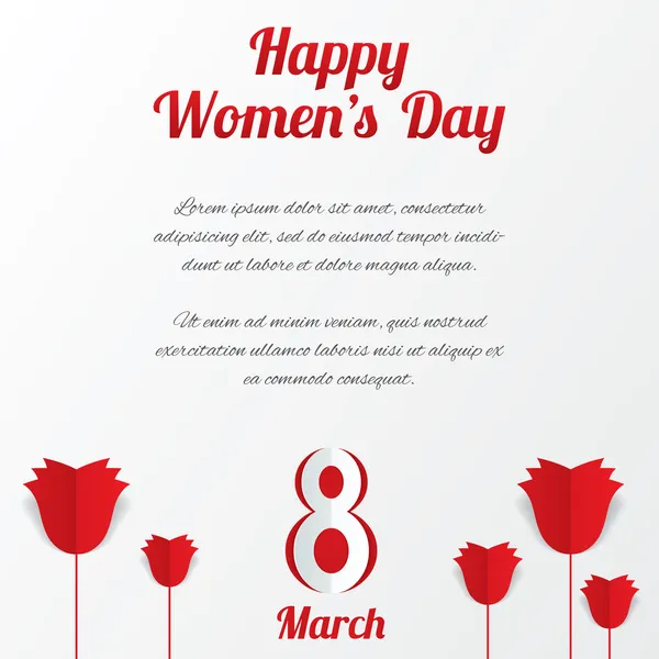 8 Maret Kartu Hari Wanita dengan mawar dan teks . - Stok Vektor
