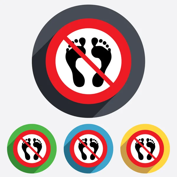 Human footprint sign icon. No Barefoot symbol. — Stock Vector