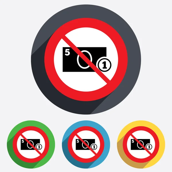 No Cash sign icon. Money symbol. Coin. — Stock Vector