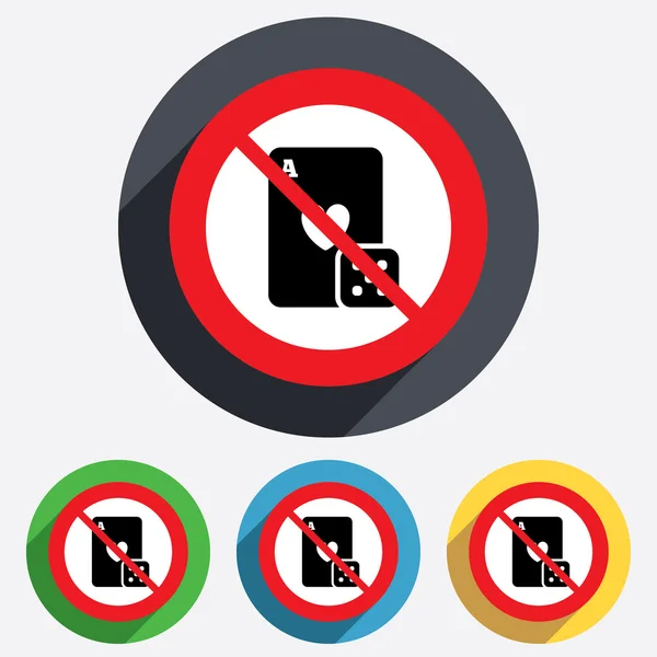 No hay icono de signo de Casino. Jugar a las cartas con dados . — Vector de stock