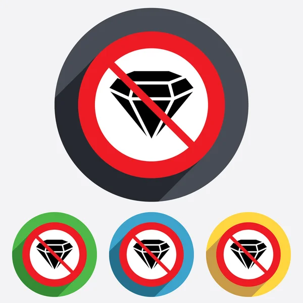 Nessun segno di diamante icona. Simbolo di gioielli. Pietra di gemme . — Vettoriale Stock