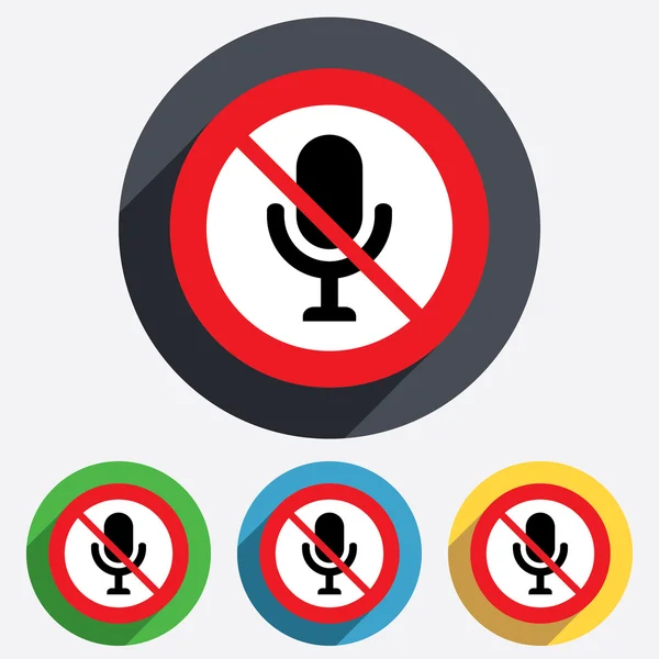 Pas d'icône de microphone. Symbole haut parleur. Musique live . — Image vectorielle