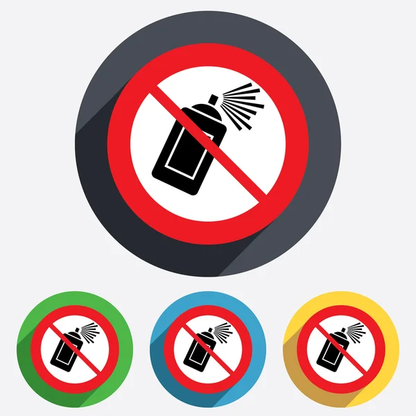 No Graffiti spray can sign icon. Aerosol paint. — Stock Vector