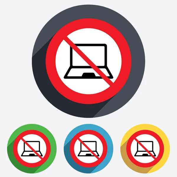 Geen laptop teken pictogram. notebook pc symbool. — Stockvector