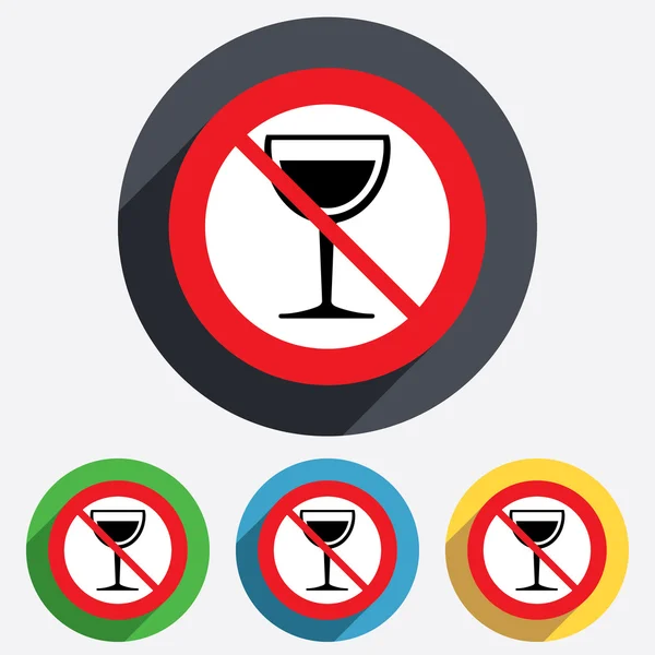 Sklenice na víno ikona podepsat. Nepijte alkohol. — Stockový vektor