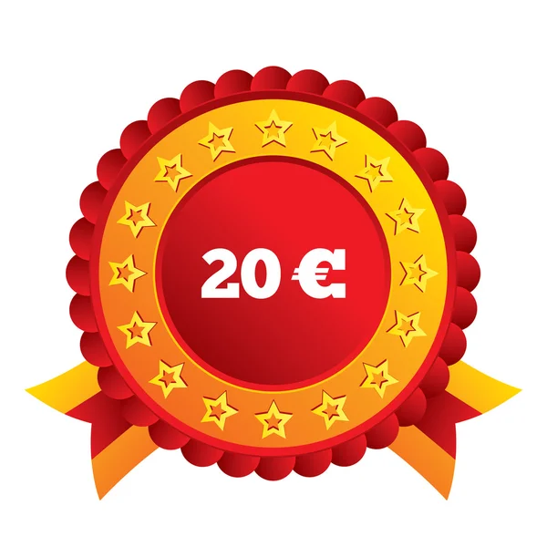 20 euro işareti simgesi. EUR para birimi simgesi. — Stok Vektör