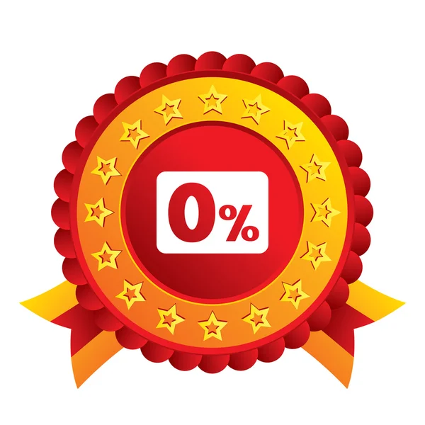 Zero percent sign icon. Zero credit symbol. — Stock Vector