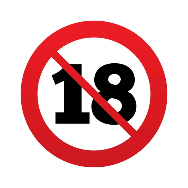 No 18 years old sign. Adults content. — Stock Vector