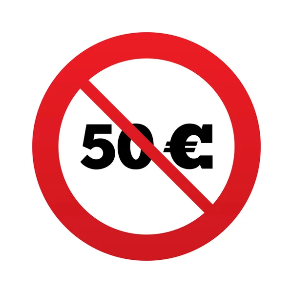 No 50 Euro sign icon. EUR currency symbol. — Stock Vector